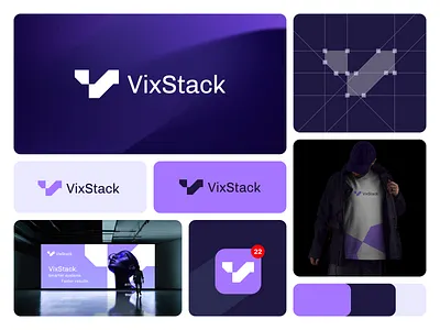 VixStack - AI Tech Brand Identity & Logo Design 2026 ai tech logo app icon branding creative logo dribbble geometric logo graphic design letter v logo logo logo design logo mark modern logo startup logo tech branding tech logo technology logo timeless logo v logo v tech logo