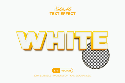 3D Text Effect White Yellow Style 3d bold design editable effect font letter lettering modern text typography vector