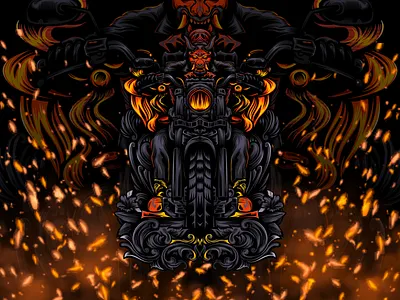 Infernal Rider – Demon Biker Mascot Logo with Flaming Motorcycle aggressive mascot branding biker club emblem dark fantasy mascot demon biker mascot logo demon esports logo esports team logo fire demon logo flaming motorcycle design gothic biker art hell rider illustration infernal rider logo motorcycle skull logo