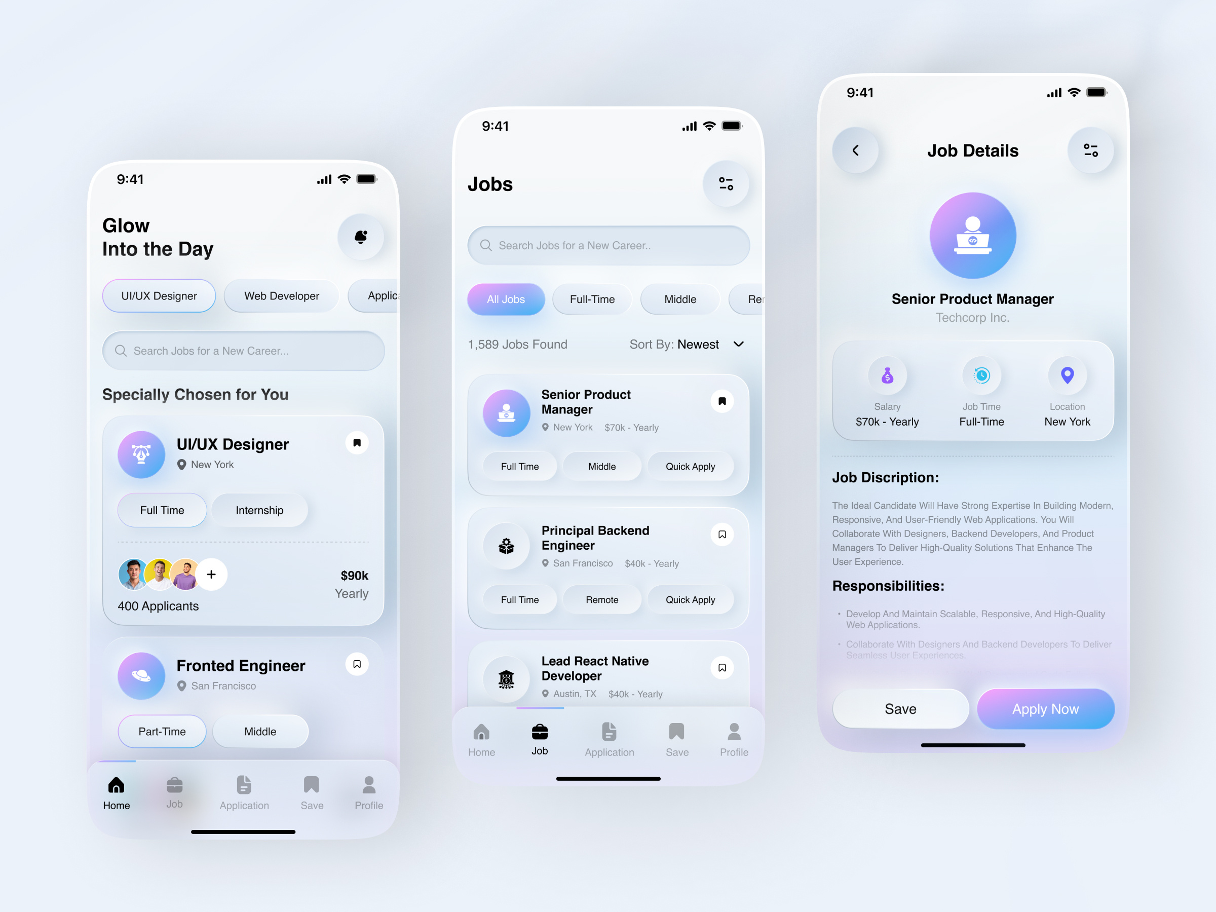 AuraJobs — Job Search & Career Management App ✨ ai assistant ai careers ai job search app app app design career app career finder clean ui design future jobs hiring platform hiring ui job app job finder job search mobile app modern ui ux ux design uxui