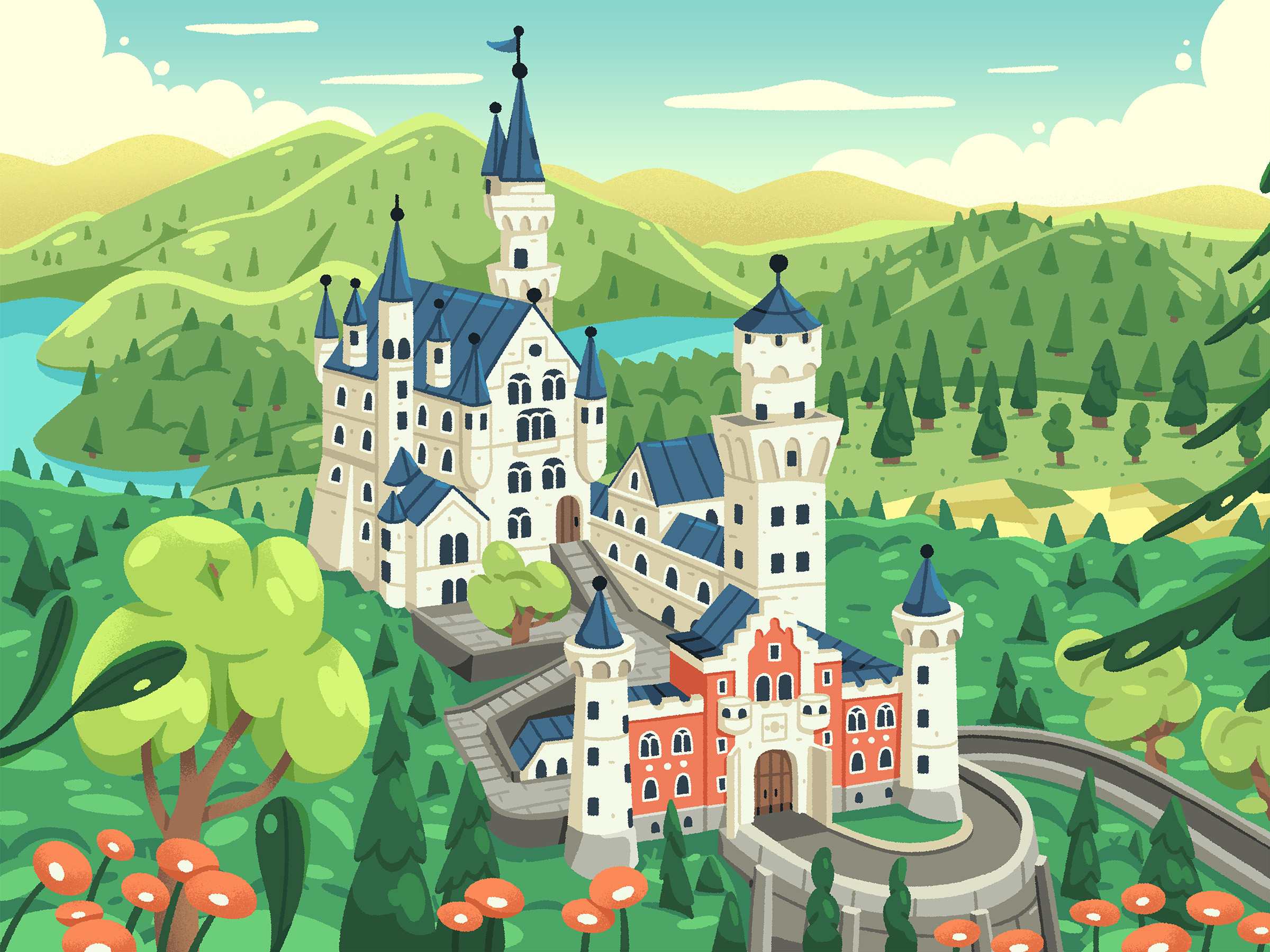 Neuschwanstein Castle architecture art castle cover illustration landscape nature