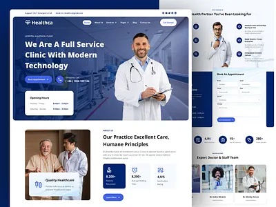 Healthca - Modern Medical Clinic Landing Page booking ui branding clinic website design elementor health health ui landing page medical branding medical ui modern ui technology template trending ui ui design ui inspiration uiux web design website wordpress