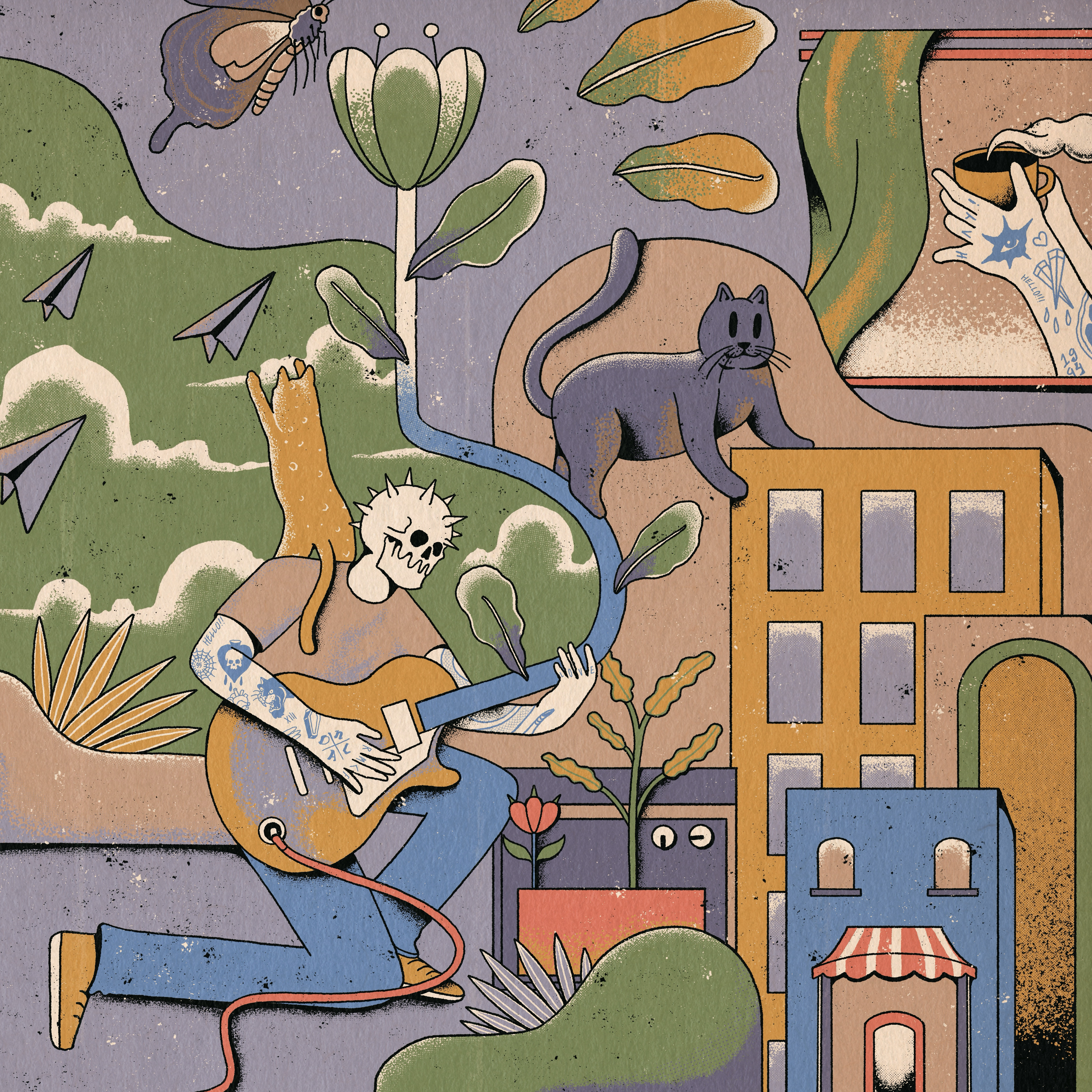 Joy in distortion art comissionwork illustration nftart paradiso posters surrealism tshirtdesign vintage