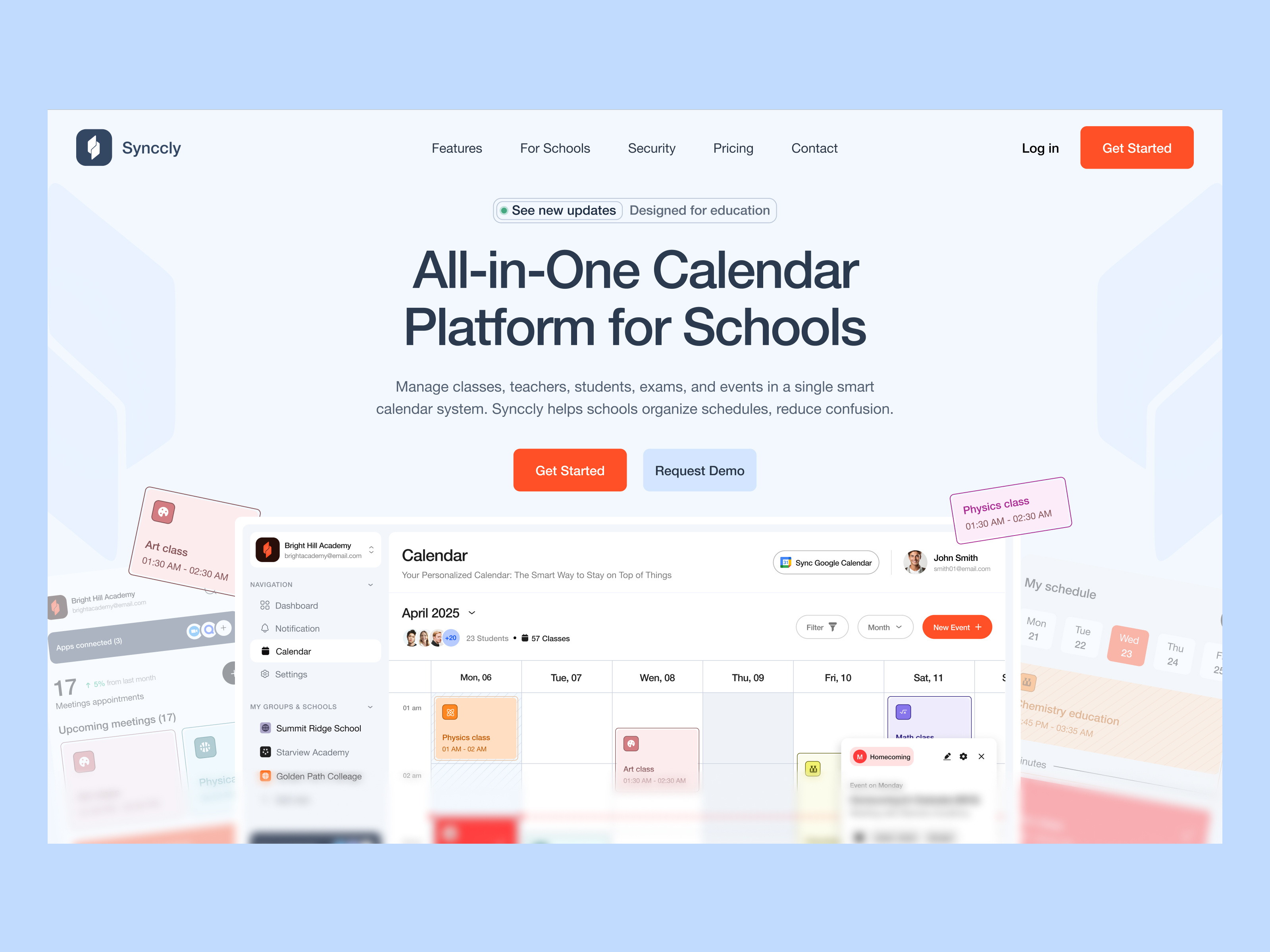 Example of School Calendar Platform