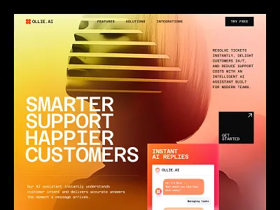 Ollie.AI - AI Assistant for Customer Support website ai agent website ai assistant ai assistant landing page ai assistant platform ai assistant website ai chatbot website ai customer service website ai customer support landing page ai customer support website ai landing page b2b saas landing landing page saas saas landing page saas website seative ui uiux design website