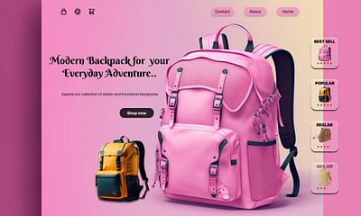 Backpack ecommerce, website, Landing page, UI Design branding dashboard desigh design graphic design illustration landing page design logo mobile app design ui ui ux design