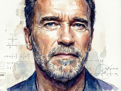 Arnold Schwarzenegger portrait design disegno illustration illustrazione matita paint pennello ritratto