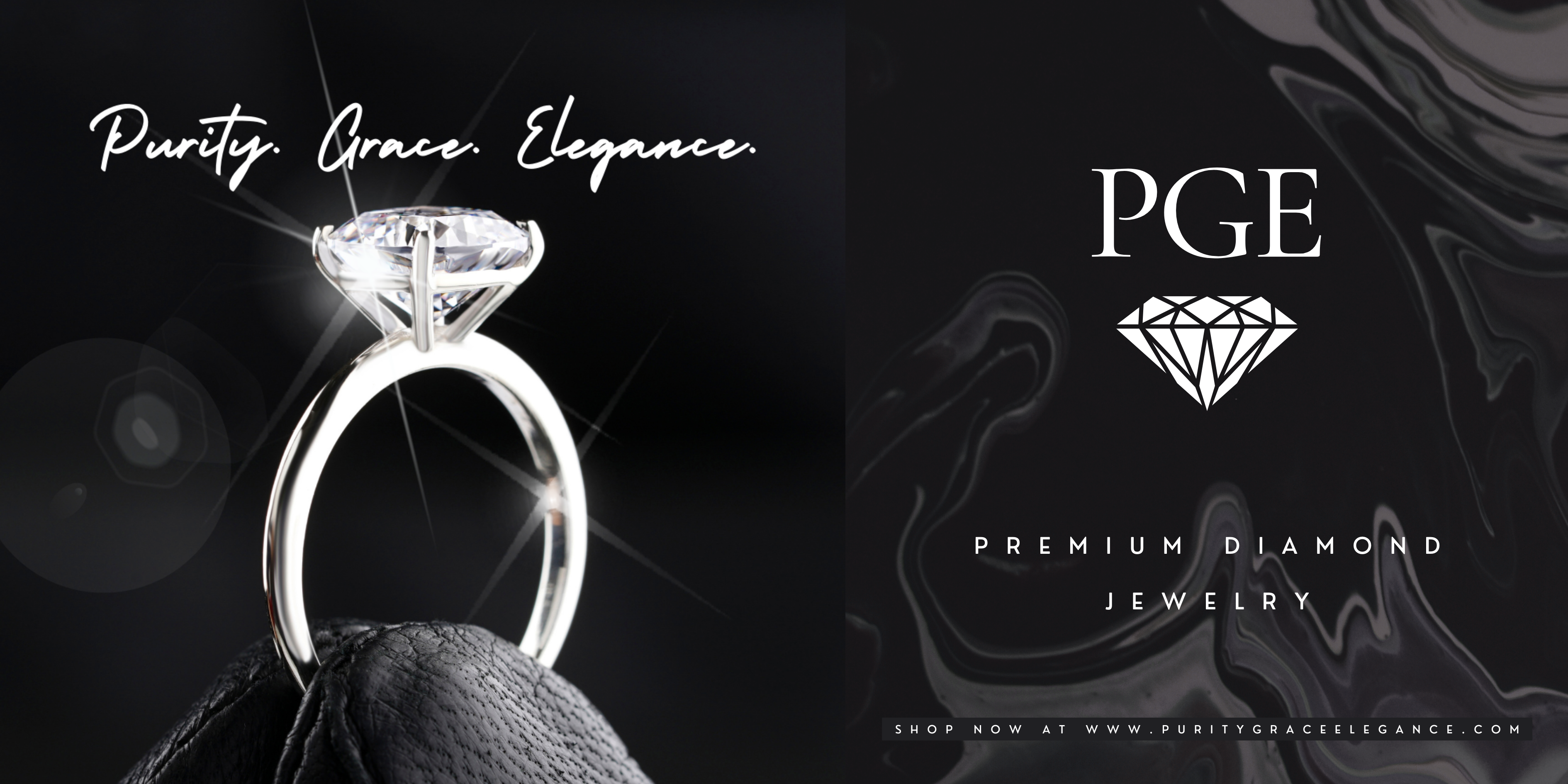PGE Diamonds Banner 2 banner branding branding identity branding kit design diamond diamond ring diamond web banner graphic design illustration web banner web banner design