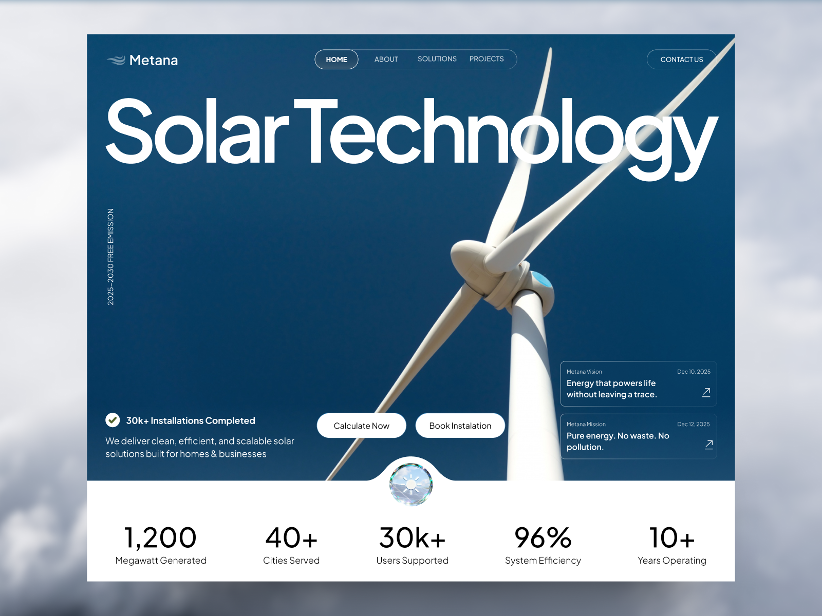 Metana - Solar Energy Website Animation animation website clean energy corporate energy website future energy green tech jsjs landing page modern renewable energy solar energy solar panel solar power solar website technology ui ui design web web design website