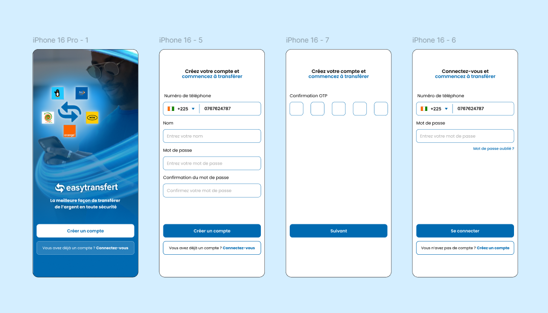 Easytransfert - mobile rebrand branding graphic design ui