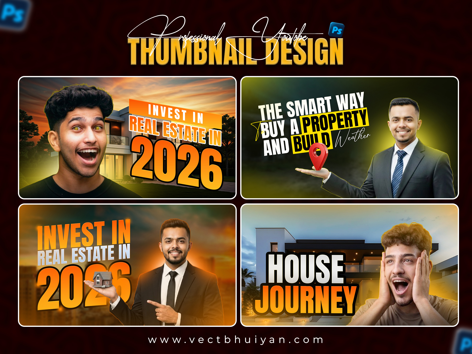 Thumbnails That Stop the Scroll and Drive Clicks branding canadadesigner canadarealestate clickworthy contentcreatortools graphic design highctr logo realestatethumbnail thumbnaildesign ukdesigner ukrealestate videomarketingdesign youtubethumbnail