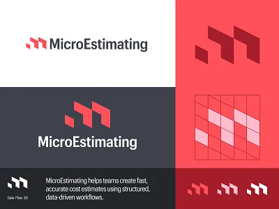 MicroEstimating - Logo Redesign 3d blocks branding corporate logo cubes estimate finance freelance logo design grow jeroen van eerden logo logo design logo grid micro money red redesign