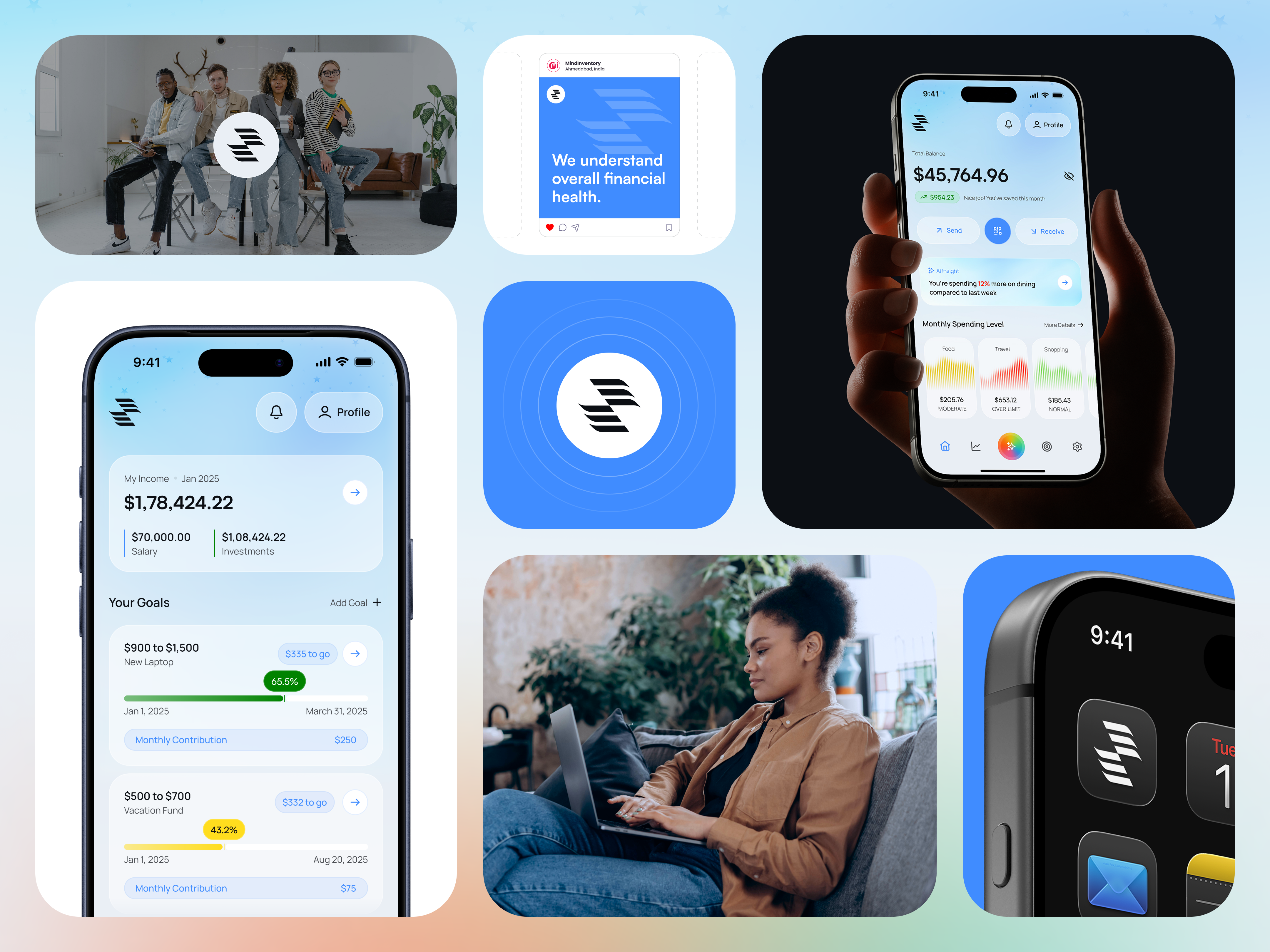 FinAI: Intelligent Money Management & Predictive Budgeting UI ai assistant ui ai finance app budgeting app finai finance app ui finance case study finance dashboard financial planning app fintech design graphic design mobile app design mobile ux case study personal finance app savings app spending tracker ui ux