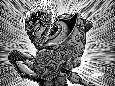GATOTKACA art artwork comic design detail draw fire fly gatotkaca graphic design illustration illustrator javanese sketch skull