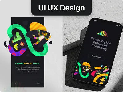 UI UX Design · Creative Mobile Experience creative app interface design creative ui ux design dark mode mobile app design design driven product ui digital experience design high engagement ui design illustration based ui design innovative mobile app ui interaction focused ui design mobile app ui design mobile onboarding ux design modern app design concept modern user experience design product design ui ux professional ui ux design saas product ui design startup ui ux design ui ux design concept user centered design approach visual storytelling ui ux