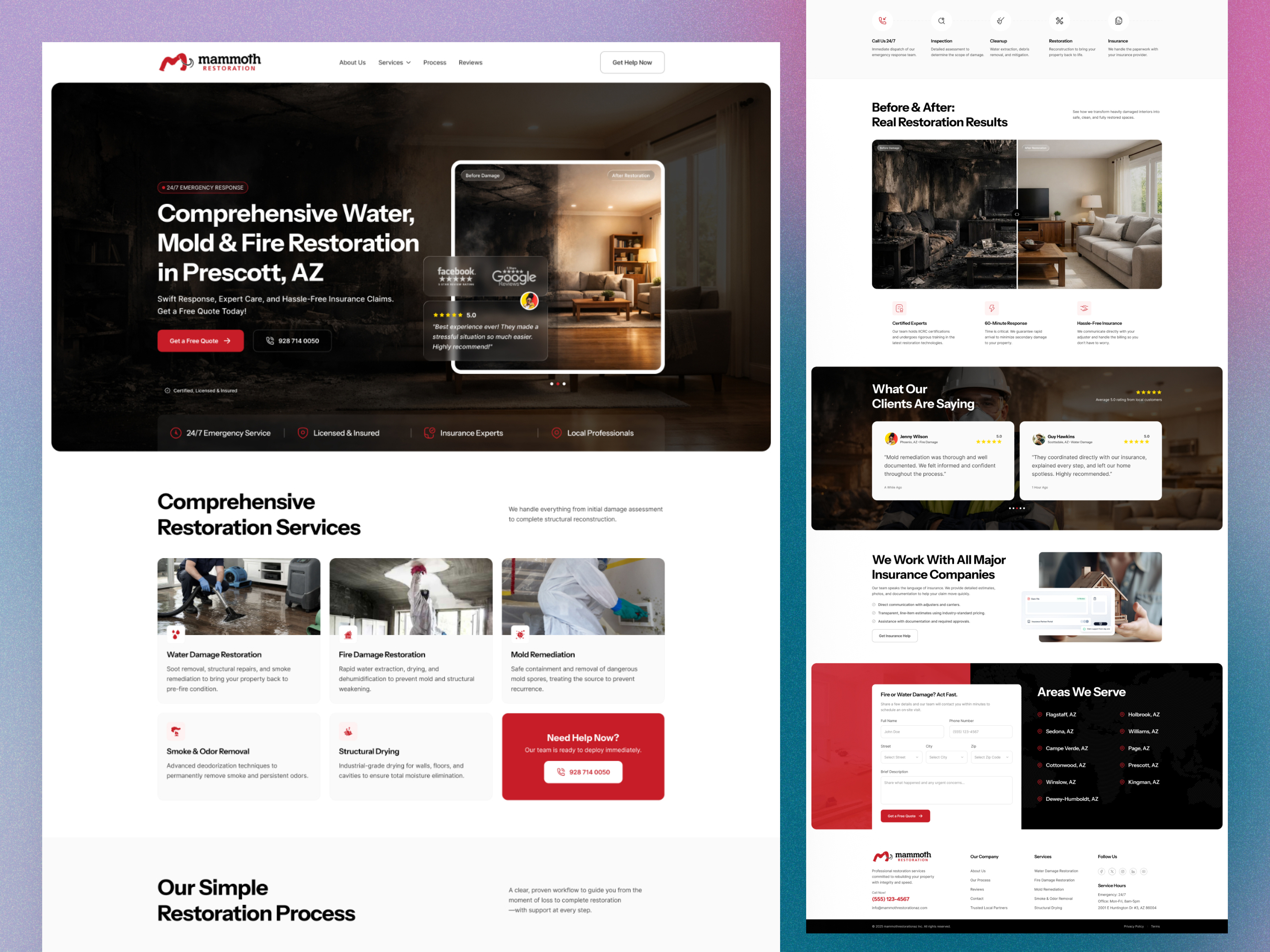 Fire & Water Restoration Landing Page UI — Conversion-Focused De business website conversion design figma landing page product design responsive design service website ui design ux design web design