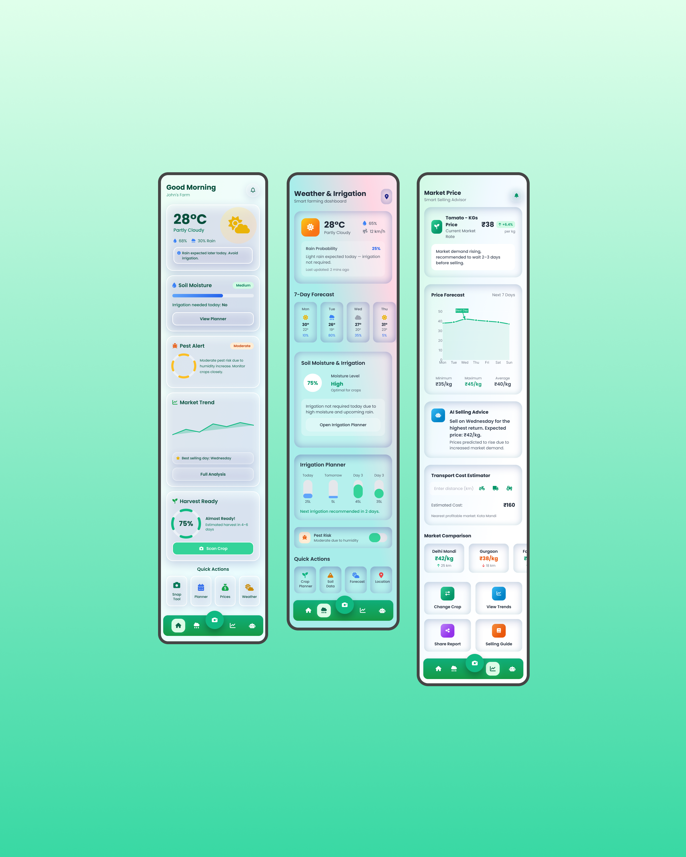 AgroSmart — Smart Farming & Market Intelligence App agriculture agritech ai app design clean design dashboard data visualization fintech mobile app product design saas smart farming startup ui user experience user interface ux