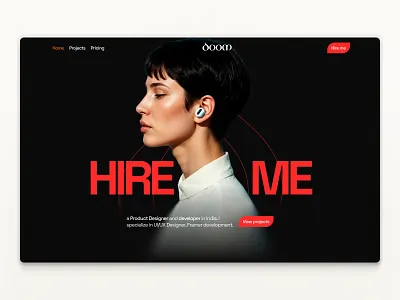 Portfolio Hero Section concept big typo landing page minimal website modern design portfolio ui website