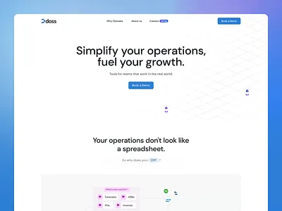 Doss - Landing page animation automation front end integrations logistics no code no code development nocode operations saas product design saas saas application saas design saas website transport ui ux web design webflow website