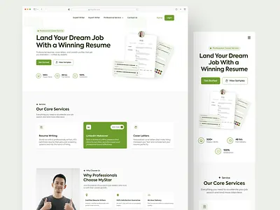 Landing Page Design for Resume Writing career website landing page saas landing page design