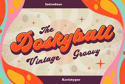 Doskyball branding design display elegant graphic design groovy logo nostalgic old school pop retro script stylish vector vintage