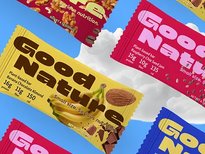 Good Nature Bar branding bright food design fruit fun gen z nuts organic packaging design protein protein bar retail seeds whole food