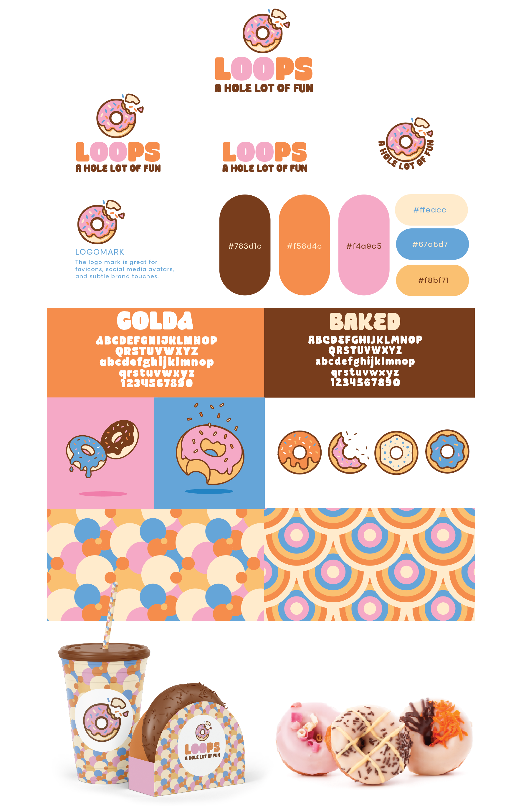LOOPS: Donut Brand Kit bake brand kit branding donuts fastfood freelance graphic design illustration logo loops pattern