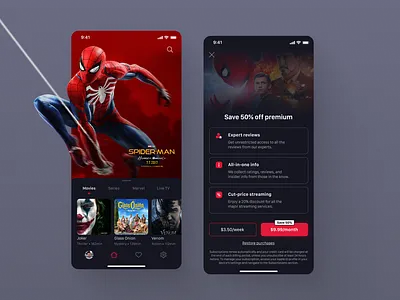 Streaming mobile platform design marvel netflix platform streaming ui ux