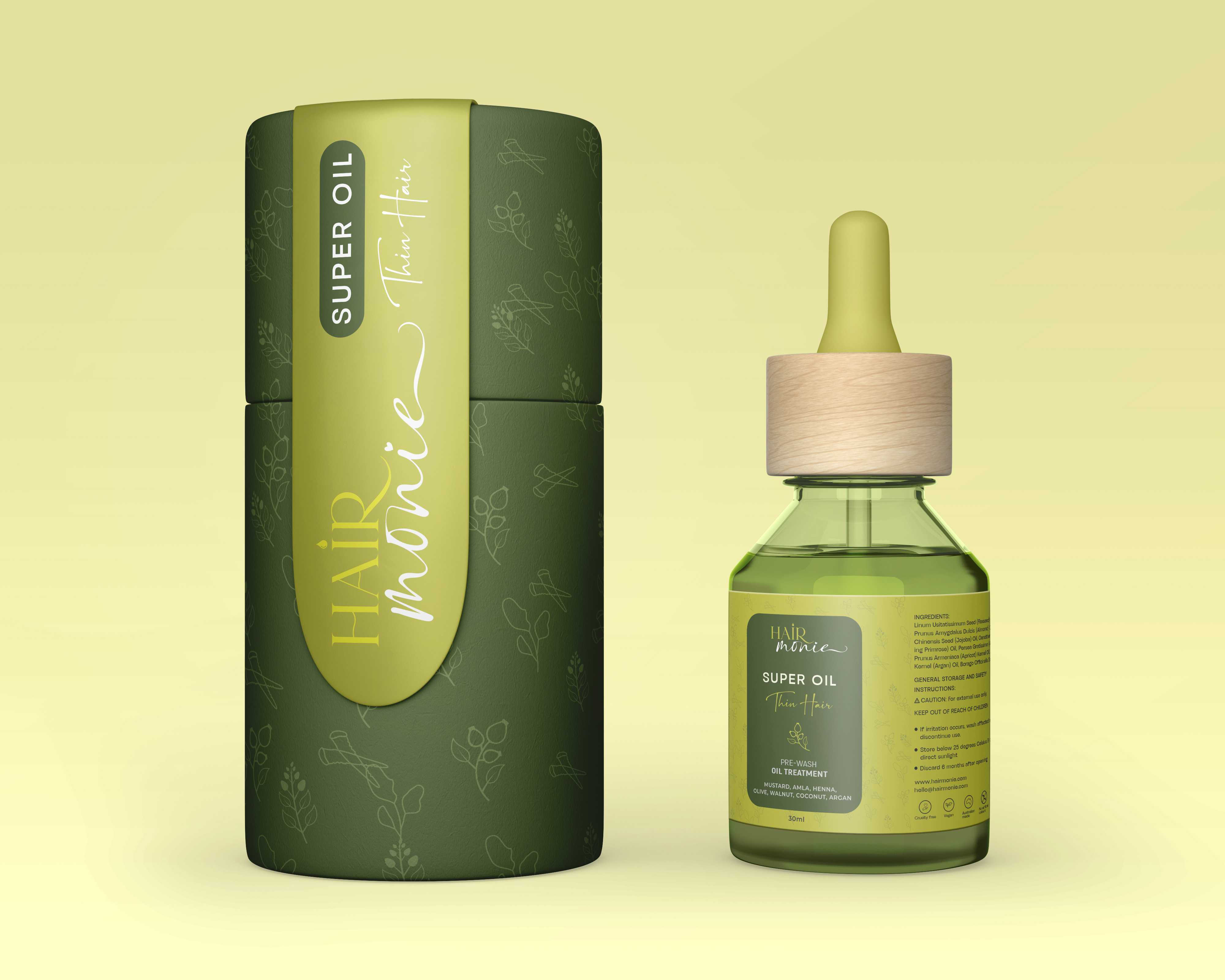 HairMonie. Super Oil Packaging b botanical boho bottle label box design box packaging brand book brand identity brand logo branding cosmetic label design feminine logo graphic design hair logo label design logo nature logo packaging design product logo skin care logo