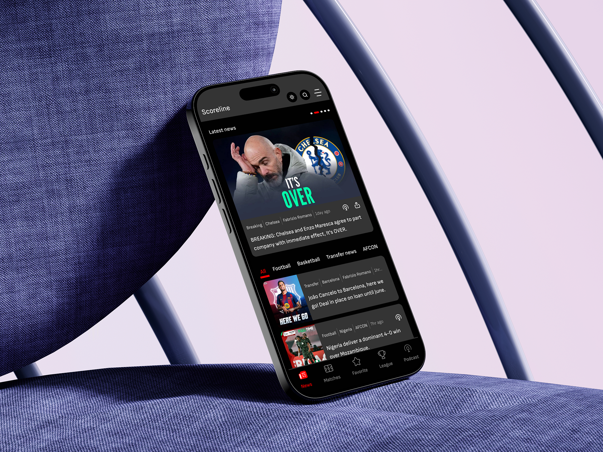 Scoreline Mobile App football news app match score mobile app sport news app ui design uiux