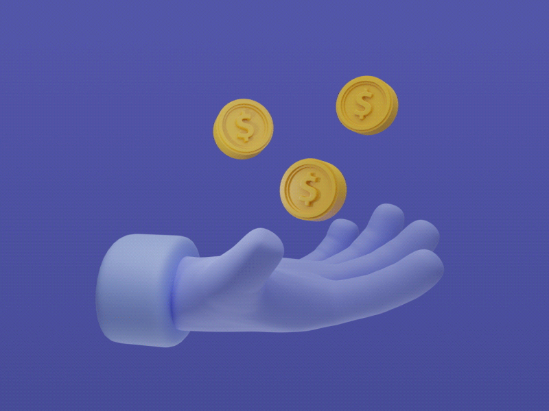 3d hand icon 3d animation blender coin deforge dollar gif icon loop motion graphics