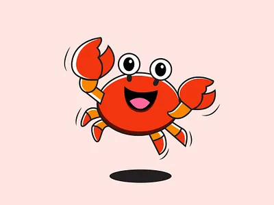 happy crab vector illustration animal crab digital illustration graphic design illustration sea animal snail vector