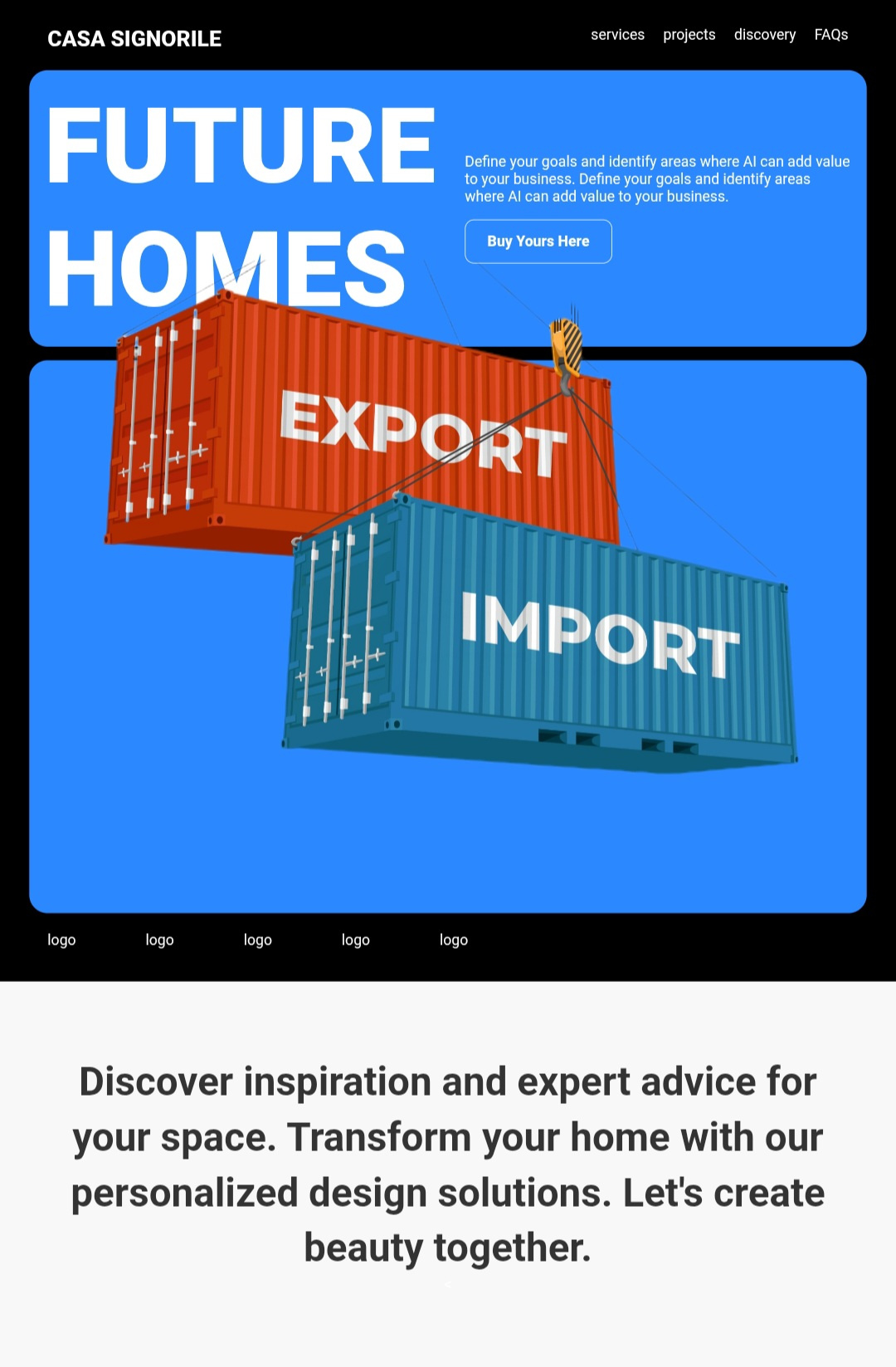 Example of Website Landing Page, UI Research 