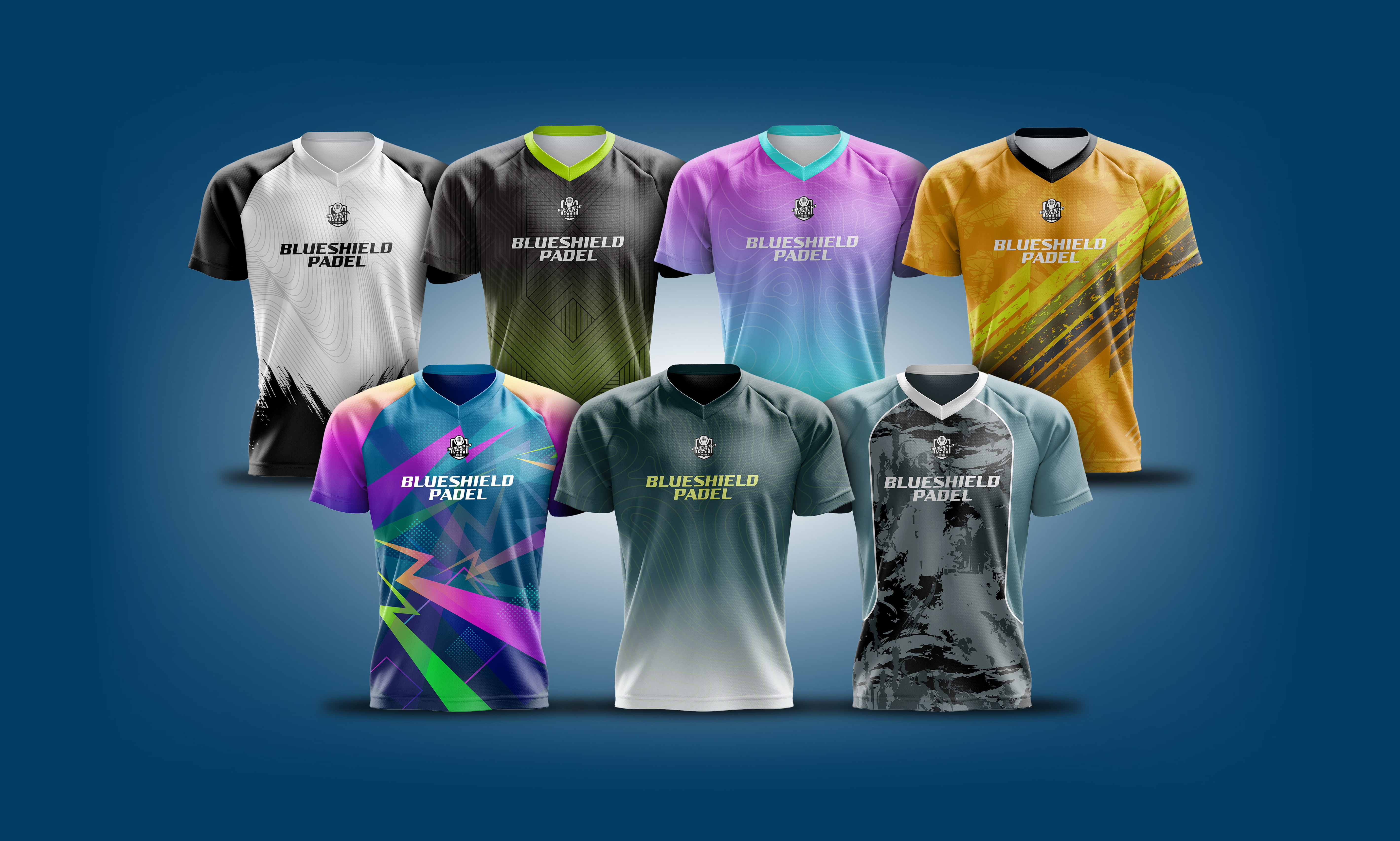 Bundle Custom Padel Jersey Design - Blueshield Padel branding custom design font graphic design illustration jersey lettering logo padel jersey tshirt tshirt design typography