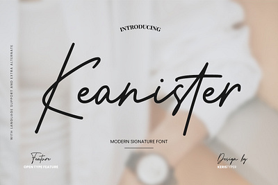 Keanister branding design elegant handwritten logo modern refined retro script signature simple sleek sophisticated stylish. vintage wedding
