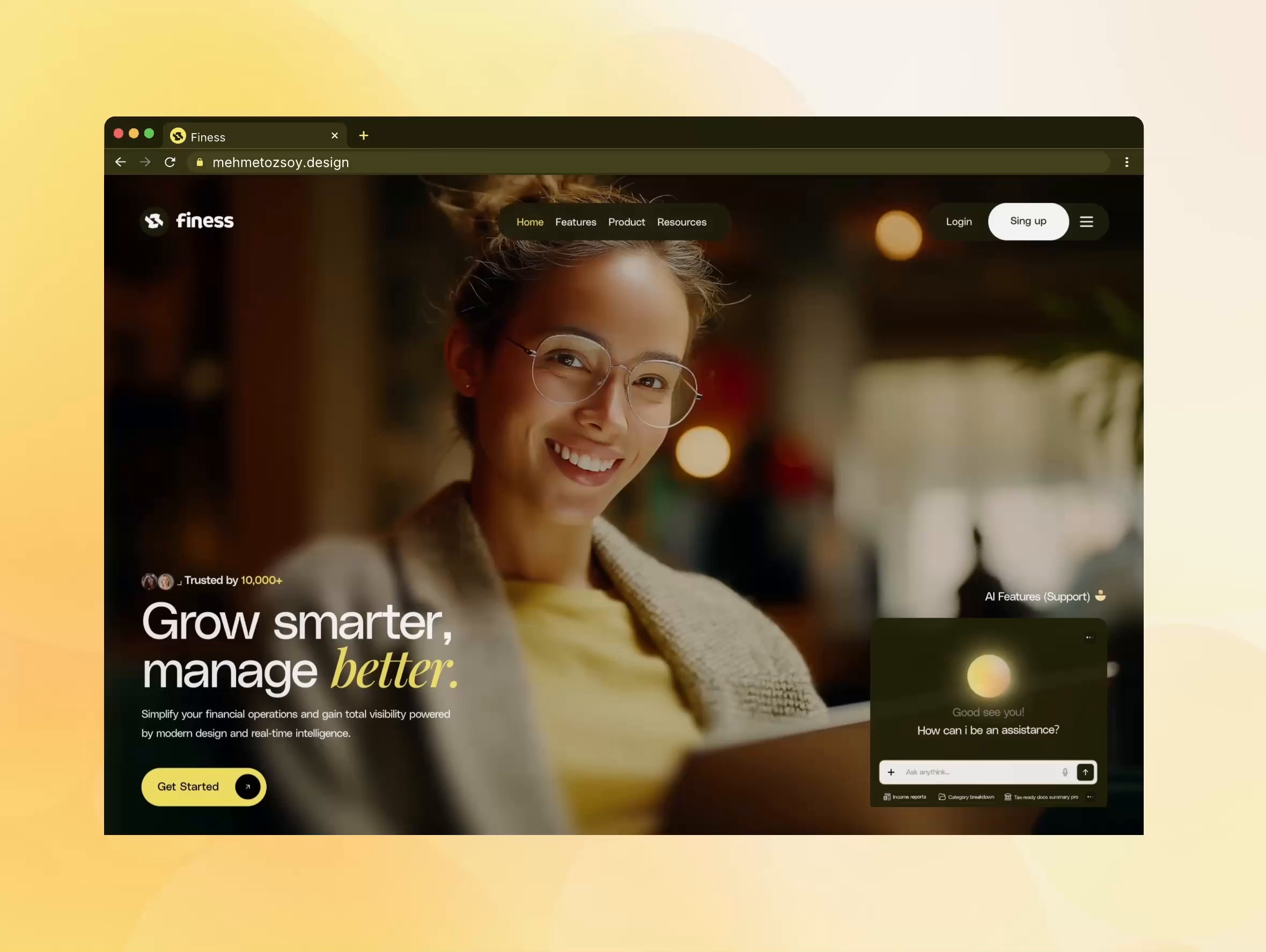 Example of Finess- Finance Landing Page