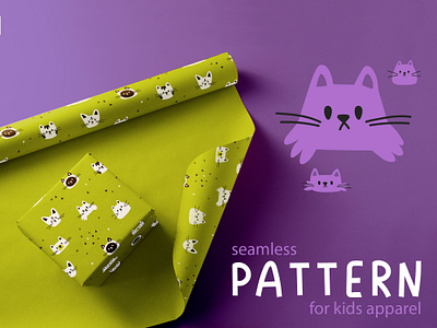 Pattern with children's illustrations branding cartoon cat children fabric graphic design illustration kids logo packing paper pattern seamless vector