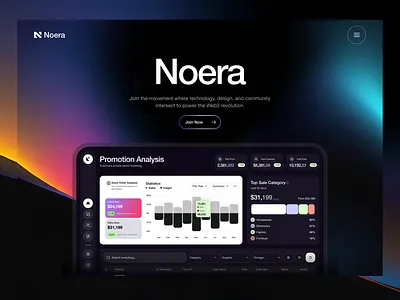 Noera - Web3 Sales Platform ai application dark dashboard decentralized elementor framer gradient landing mode page platform saas sales ui web3 webflow website wordpress