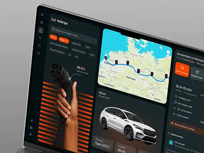 Meitriya - EV Route Planner Dashboard ai branding cost crm dark ui dashboard design emurastudio interface maps mobile planner saas software ui uiux ux web website