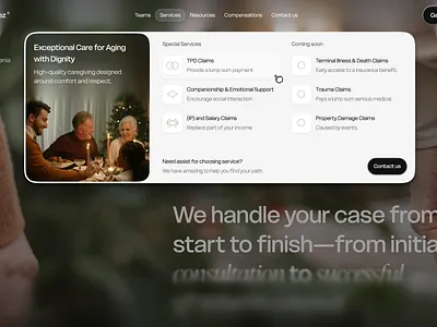 Caregivez - Megamenu Navigation clean design dropdown elder care landing page megamenu meganav navigation bar senior care tpd claim ui uidesign web design website design
