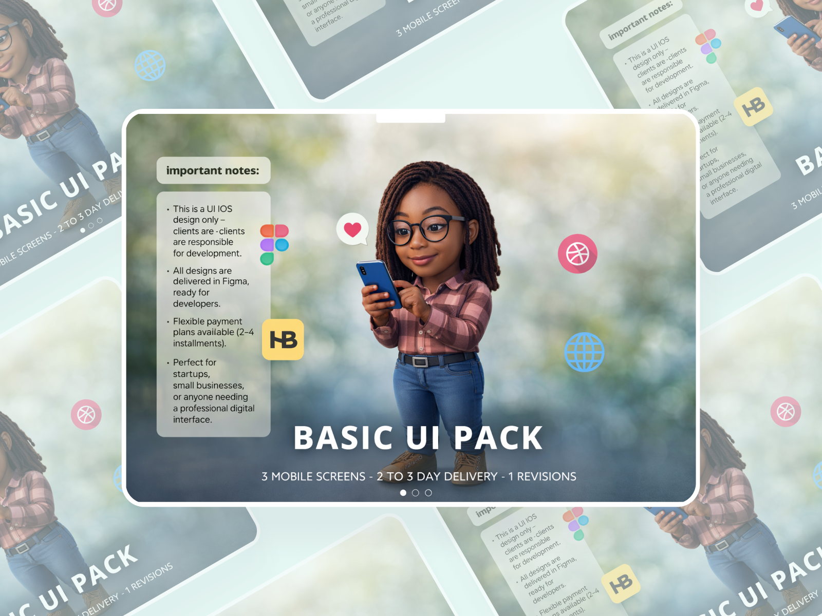 Example of 📦 Basic Pack — “Mobile Starter Screens”