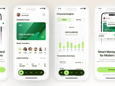 Modern Finance App UI app interface banking app budget app clean ui finance app financial app financial dashboard fintech ui mobile banking mobile ui design money management product design uiux design wallet app
