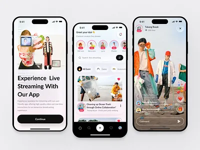 Watchly - Live Streaming Mobile App broadcast content live media mobile mobile app platform podcast social media stream streaming tv ui ux video