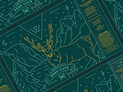 Woven Water Collabs art decoo beer beer label elk illustration linework monoline package design vintage wyoming