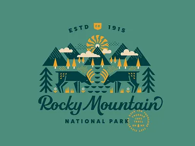 Rocky Mountain National Park colorado elk geometric illustration lettering mountains rocky mountains typography