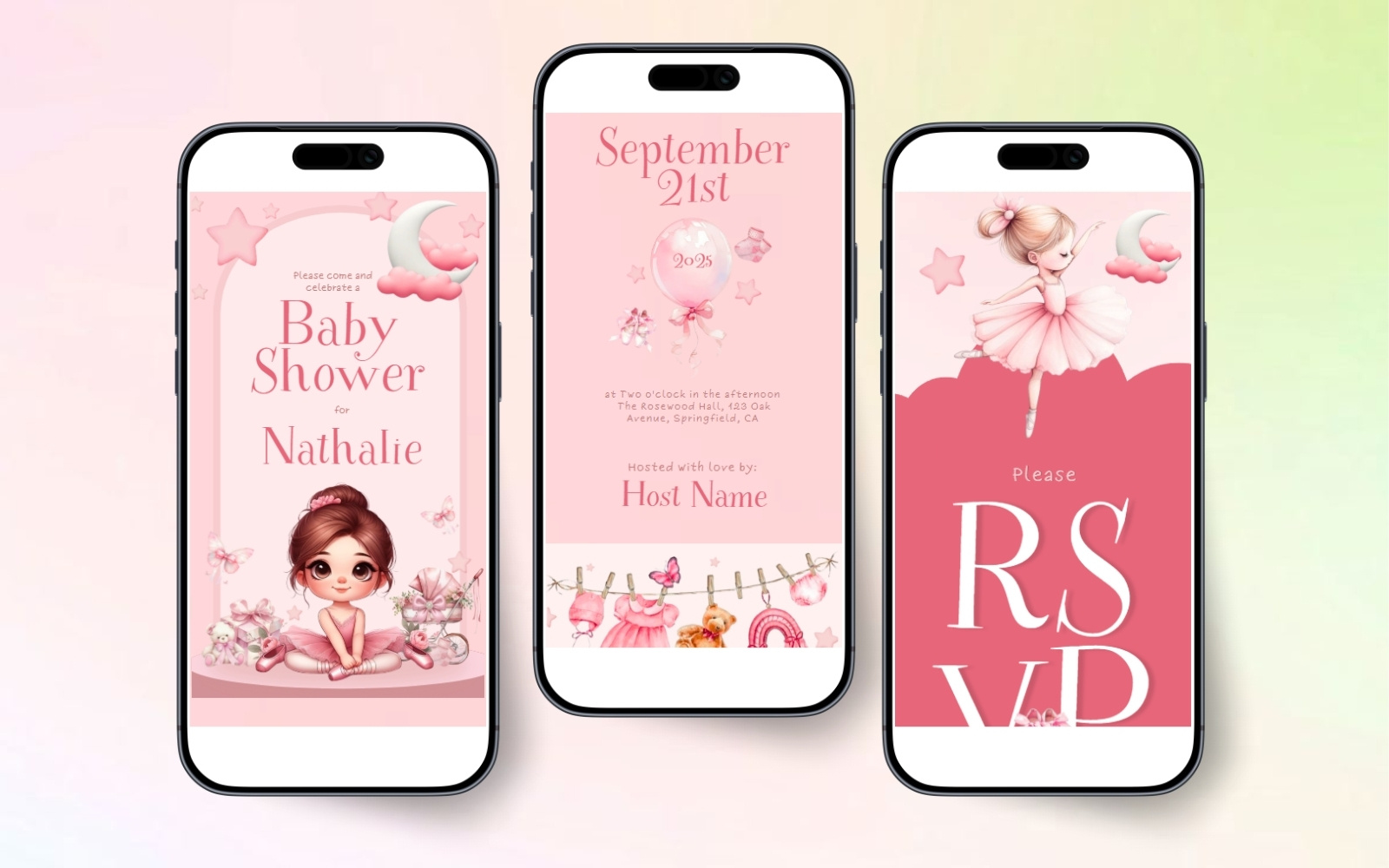 Ballerina Baby Shower Invitation Website (Canva) babyshowerwebsite canva gra graphic design invitation websitetemplate