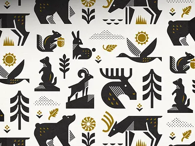 Geometric Animals animals big horn sheep chipmunk colorado elk geometric goose illustration moose rabbit ram