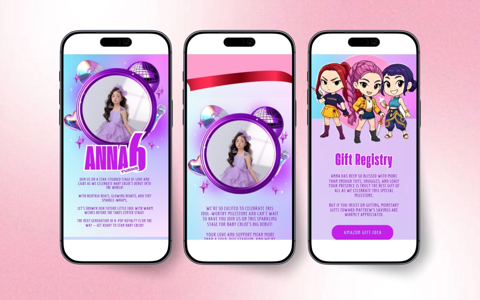 K-Pop Birthday Website Template (Canva) birthdaywebsite canvatemplate design graphic design invitation kidsbirthdaywebsite ui