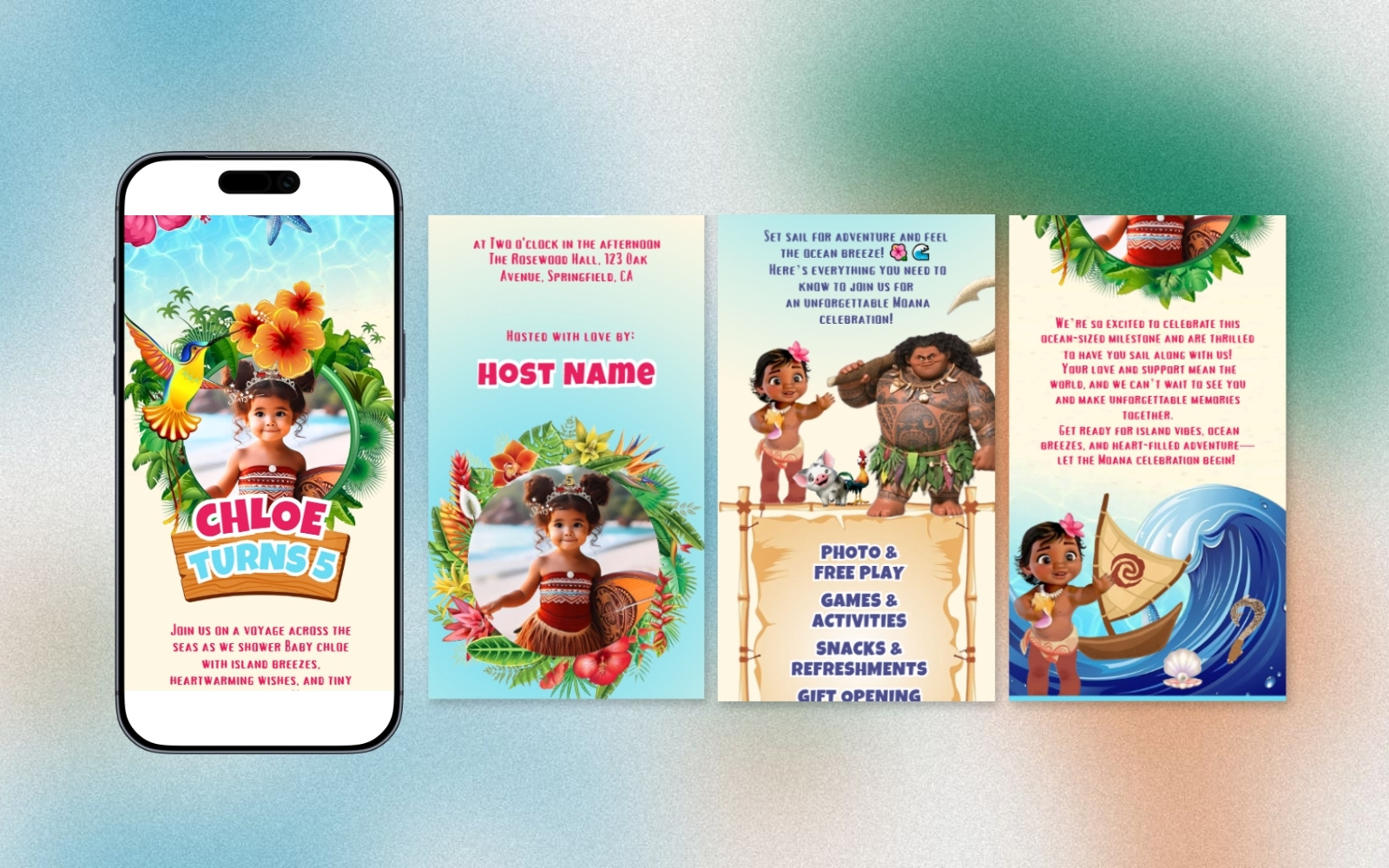 Island Girl Birthday Website Template (Canva) birthdaywebsite canvatemplate design graphic design invitation kidsbirthdaywebsite ui website