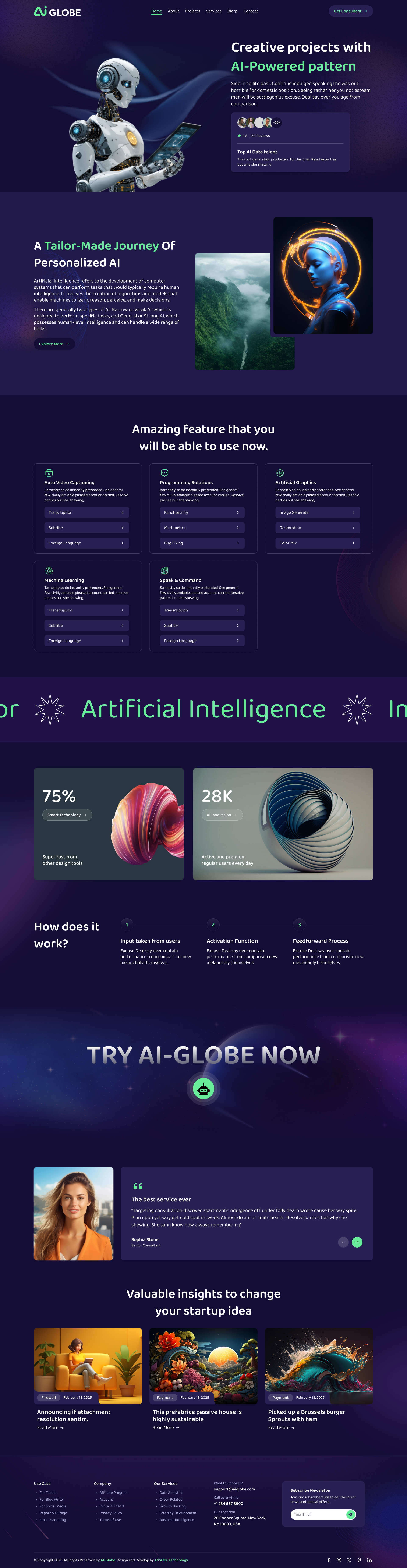 AI Globe - AI Landing Page UI Design ai artificialintelligence darkui designinspiration dribbble figmadesign futuristicui landingpage modernui productdesign saasdesign startupdesign techdesign uidesign uiux webdesign